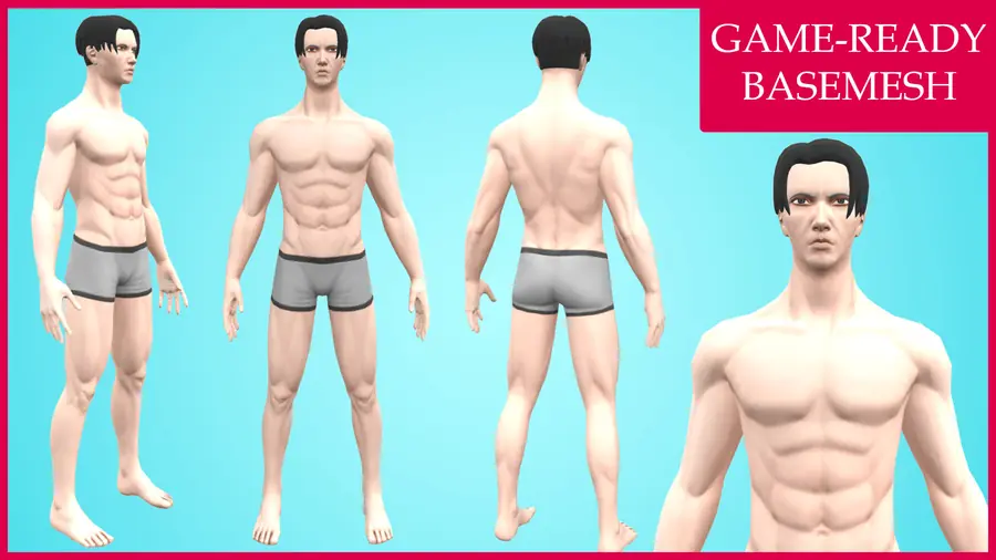Render of Levy, a cartoon male 3D character, shown in a front pose