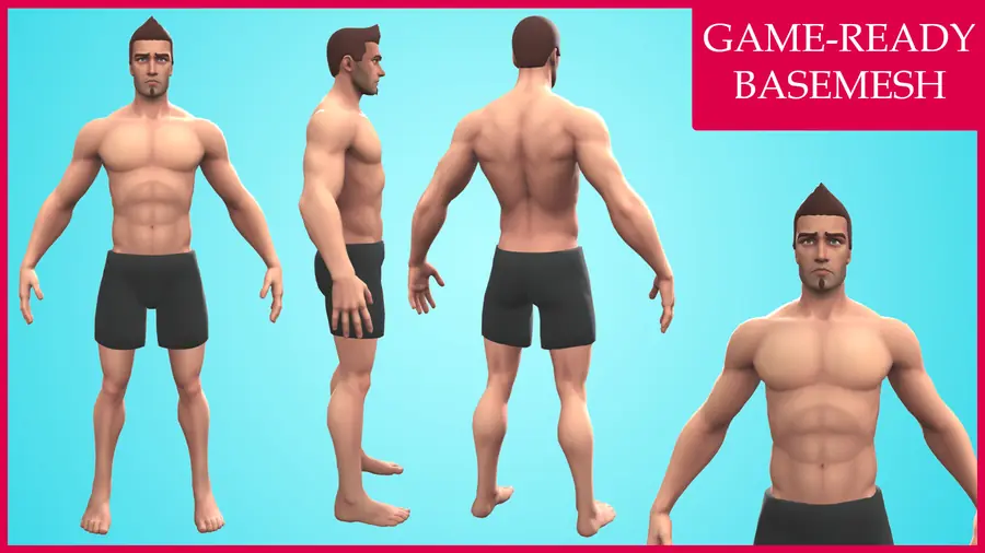 Render of Antonio, a cartoon male 3D character, shown in a front pose