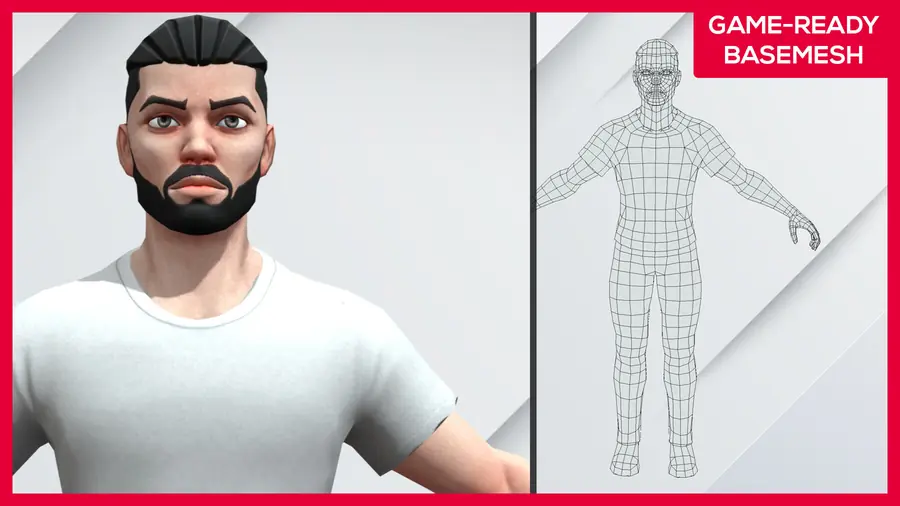 Render of Kiroh, a stylized male 3D character wearing an outfit, shown in a front pose