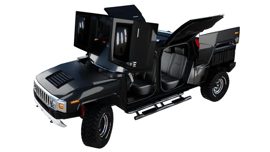 Cinematic render of the Hummer H3T 3D car model