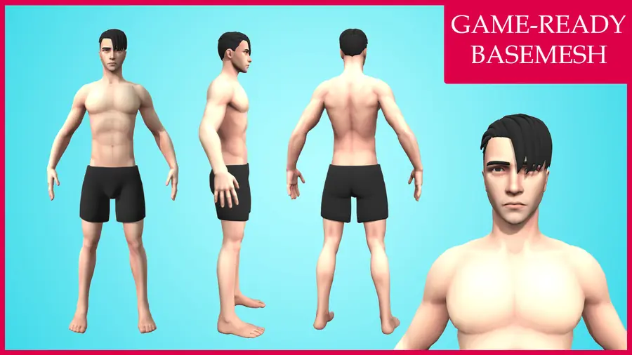 Render of Hou, a cartoon male 3D character, shown in a front pose