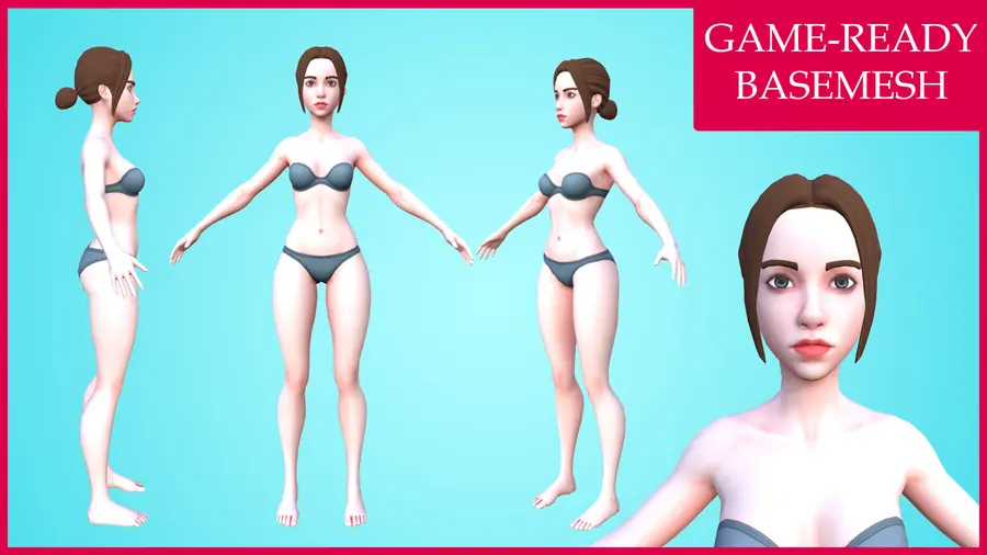 Render of Chia, a stylized female 3D character, shown in a front pose