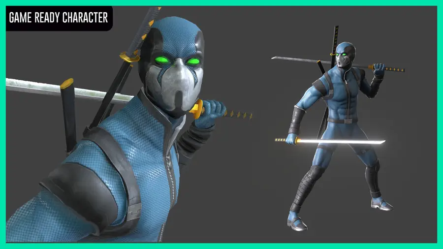 Render of Kazumi, a stylized male 3D character, shown in a front pose