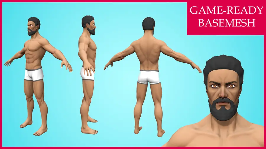 Render of Johar, a cartoon male 3D character, shown in a front pose