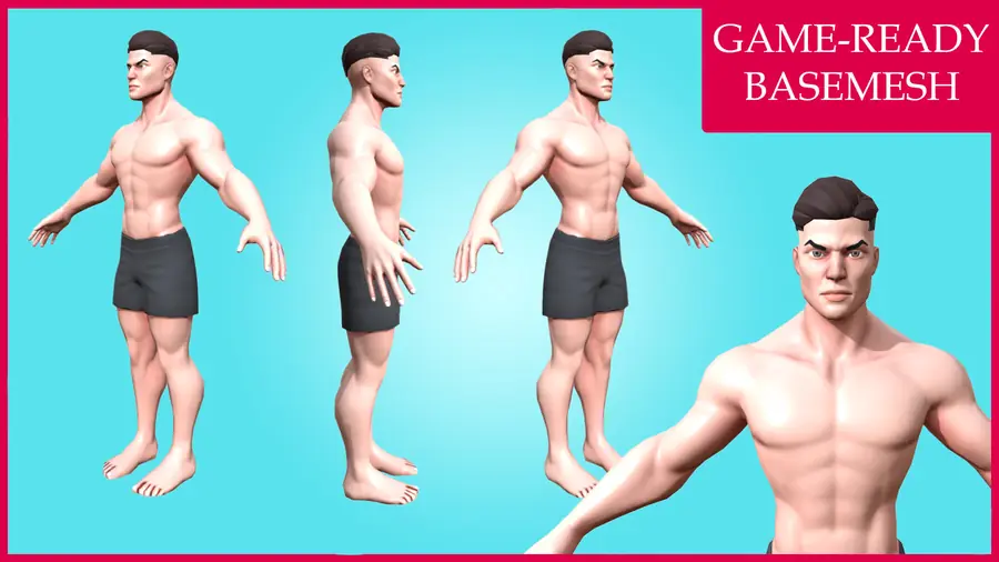 Render of Jake, a stylized male 3D character, shown in a front pose