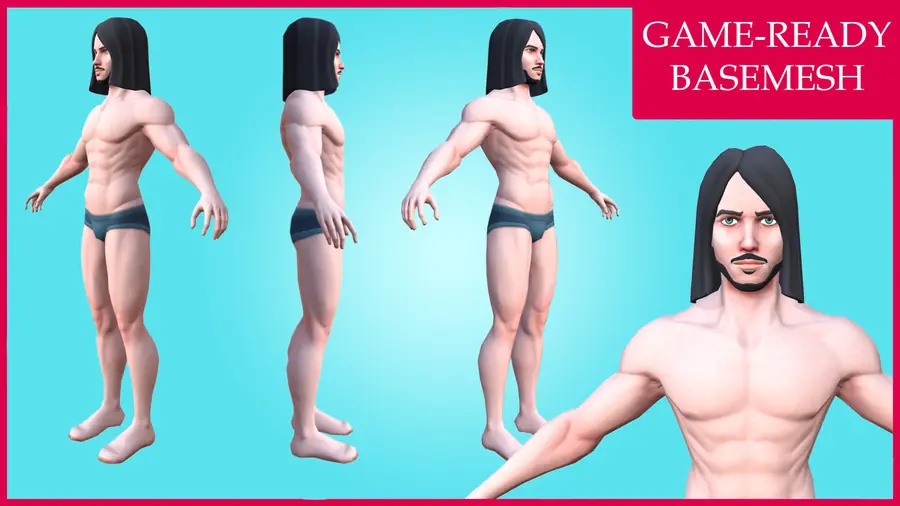 Render of Leon, a stylized male 3D character, shown in a front pose