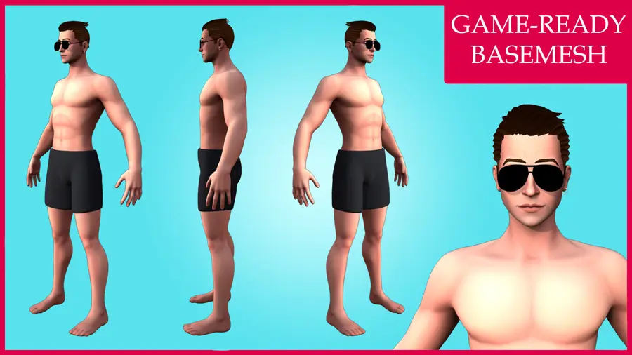 Render of Robert 2, a stylized male 3D character, shown in a front pose