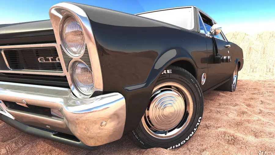 Cinematic render of the Pontiac GTO 3D car model