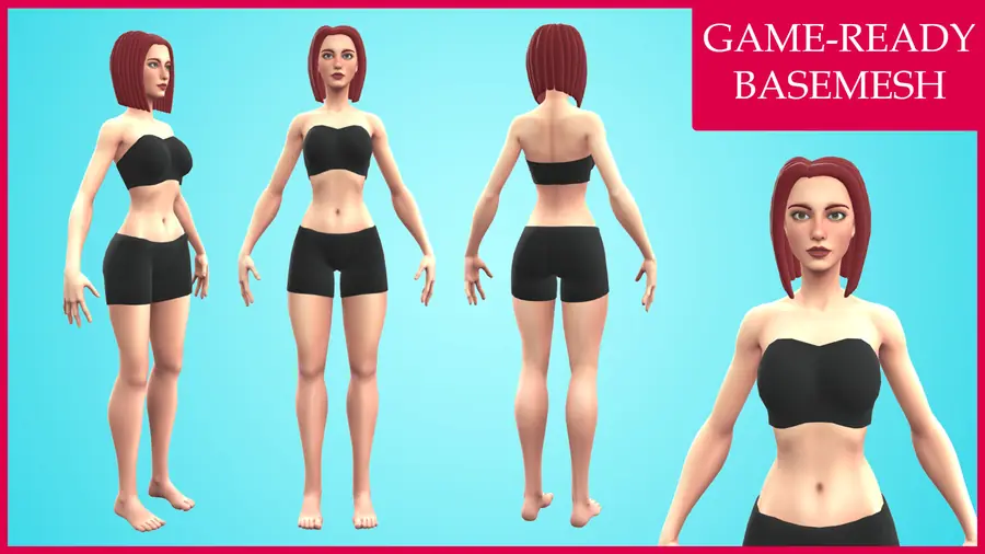 Render of Ruth, a cartoon female 3D character, shown in a front pose