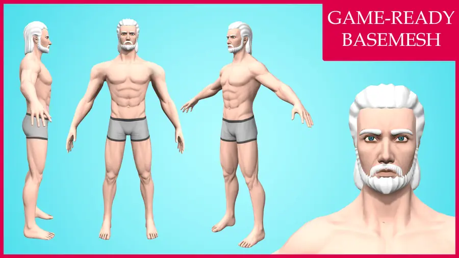 Render of Barry, a cartoon male 3D character, shown in a front pose