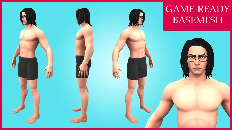 Render of Willy, a stylized male 3D character, shown in a front pose