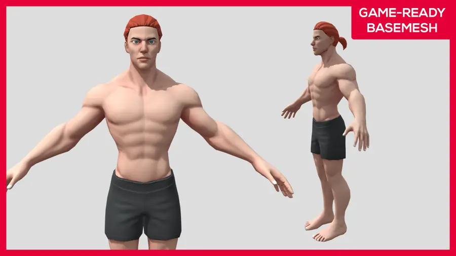 Render of Jaime, a stylized male 3D character, shown in a front pose