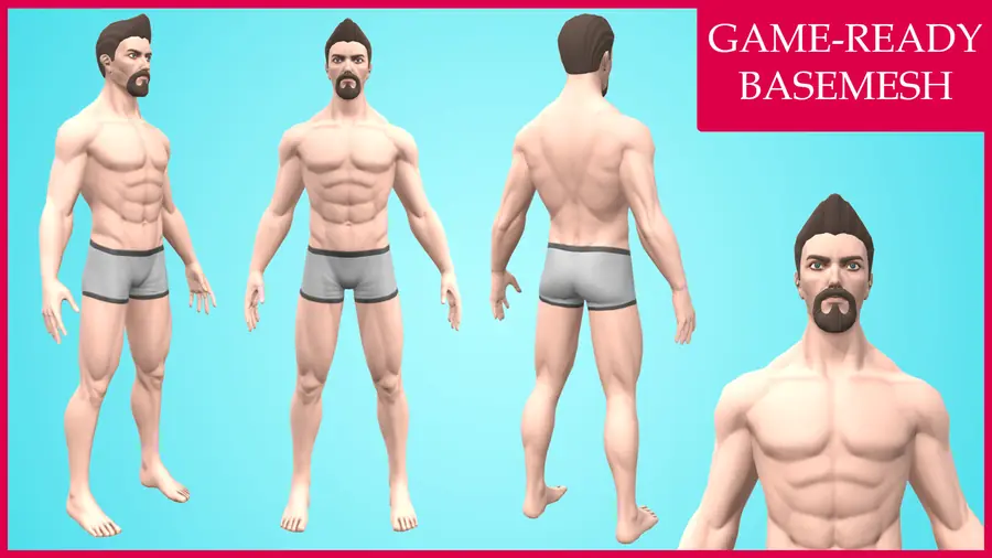 Render of Egon, a cartoon male 3D character, shown in a front pose